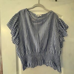 Madewell Blue and White Striped Blouse